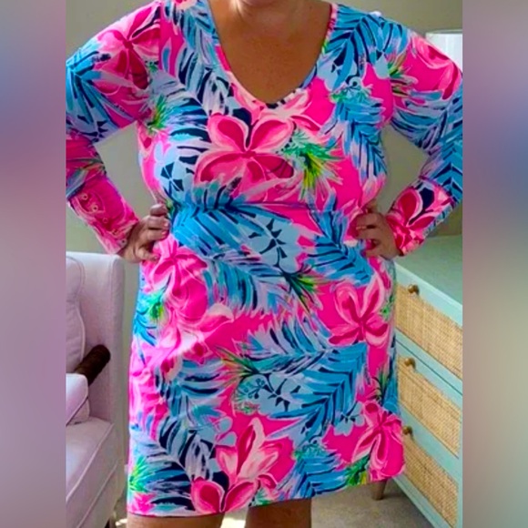 Lilly Pulitzer NWT Kaisley Dual Neck Dress Pretty In Pink Size L,XL,XXL - Picture 11 of 13